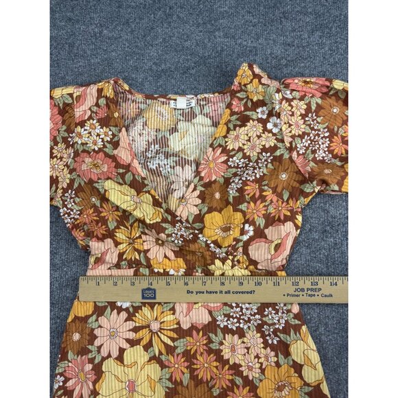 Billabong x The Salty Blonde Dress Womens XS Brown Floral Wrap Maxi Boho - Picture 4 of 10